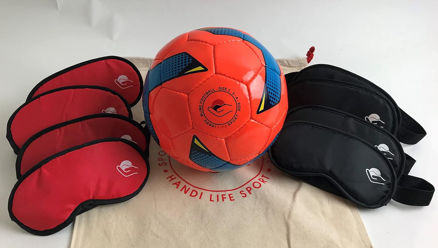 Kit Balon sonoro y gafas 3 Kit Balón sonoro y 10 gafas tapaojos futbol para ciegos discapacidad visual