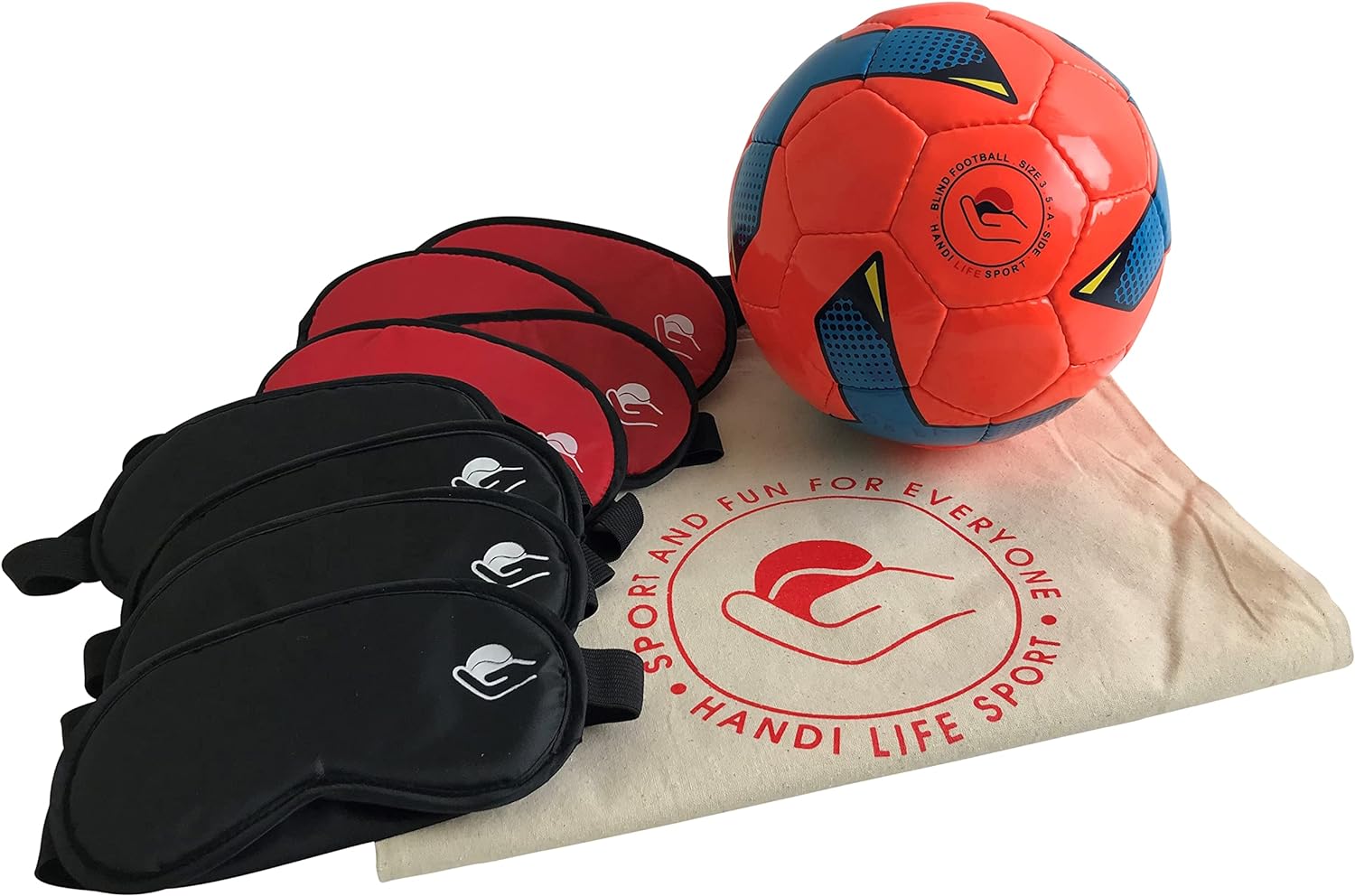 Kit Balon sonoro y gafas Kit Balón sonoro y 10 gafas tapaojos futbol para ciegos discapacidad visual