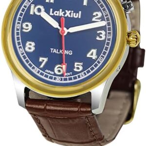 Reloj LAKXIUL 3 Parlante para ciegos Pulso cuero, adultos mayores y baja visión, números en alto contraste + dice la hora en voz alta