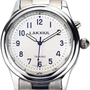 Reloj LAKXIUL Parlante para ciegos Pulso metalico, adultos mayores y baja visión, números en alto contraste + dice la hora en voz alta