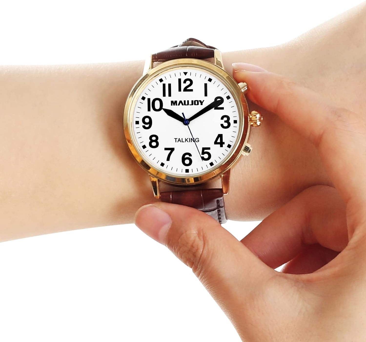 VISRELOJ1 Reloj Braille y parlante ciegos baja vision 4 Reloj de Mujer Parlante 2en1 para ciegos, adultos mayores y baja visión, números en alto contraste + dice la hora en voz alta