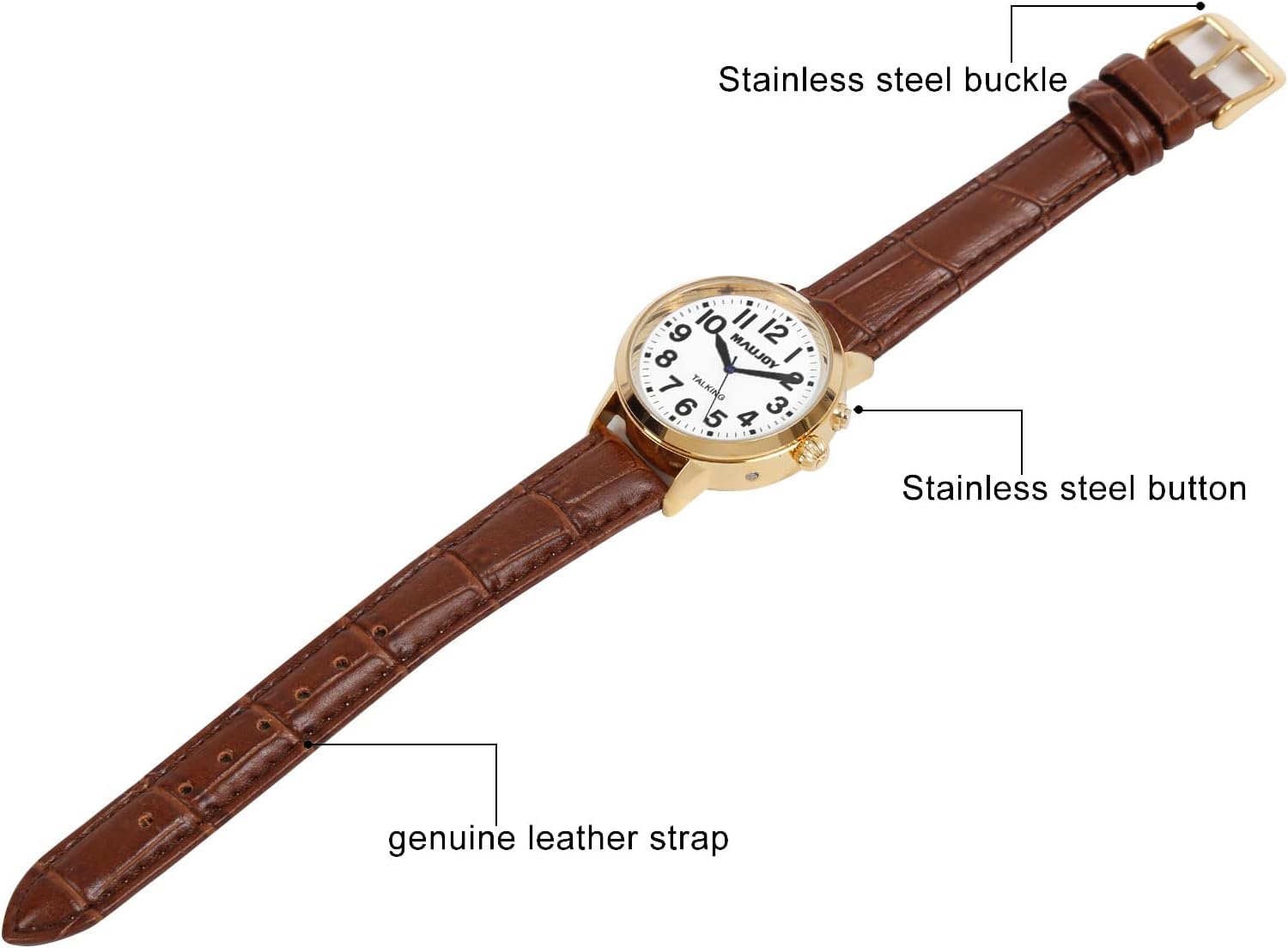 VISRELOJ1 Reloj Braille y parlante ciegos baja vision 6 Reloj de Mujer Parlante 2en1 para ciegos, adultos mayores y baja visión, números en alto contraste + dice la hora en voz alta