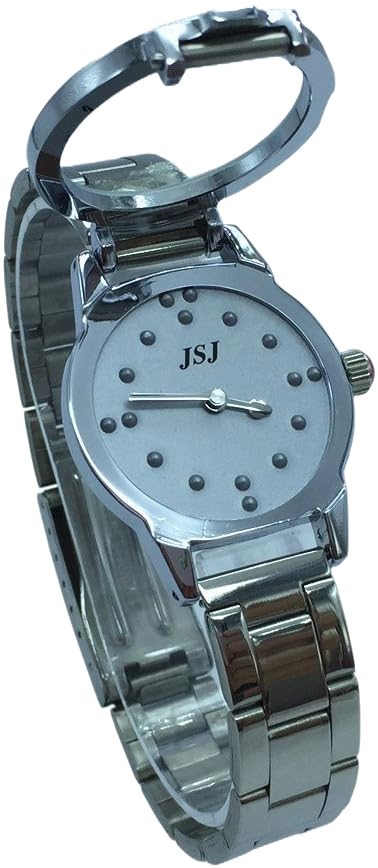 VISRELOJ3 1Reloj Braille mujer JSJ Reloj Braille de mujer para ciegos, adultos mayores y baja visión Marca JSJ