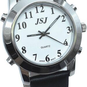 Reloj JSJ Parlante para ciegos, adultos mayores y baja visión, números en alto contraste + dice la hora en voz alta