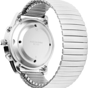 Reloj MAUJOY Parlante para ciegos Pulso metálico, adultos mayores y baja visión, números en alto contraste + dice la hora en voz alta