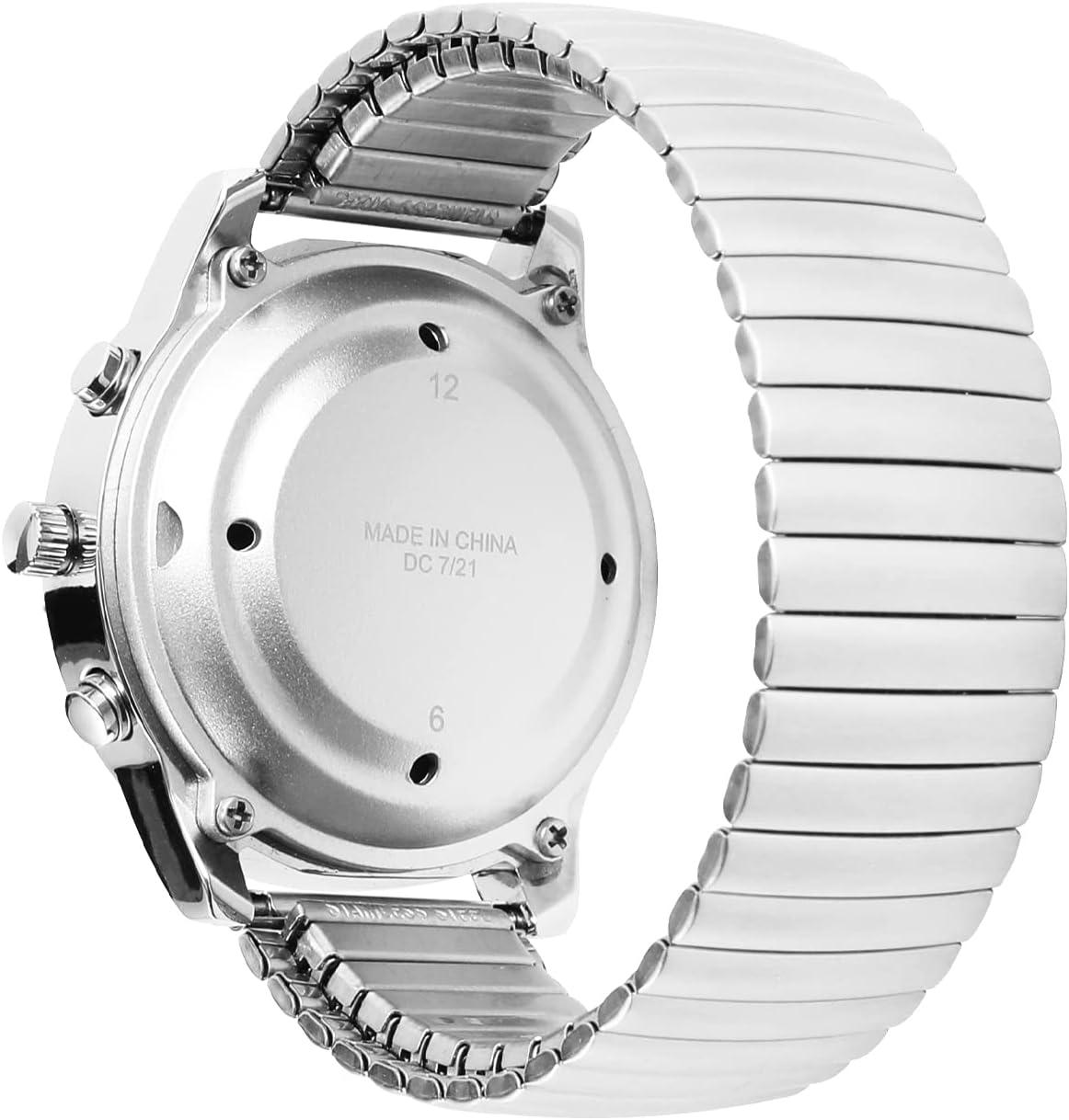 Reloj MAUJOY Parlante para ciegos Pulso metálico 6 Reloj MAUJOY Parlante para ciegos Pulso metálico, adultos mayores y baja visión, números en alto contraste + dice la hora en voz alta