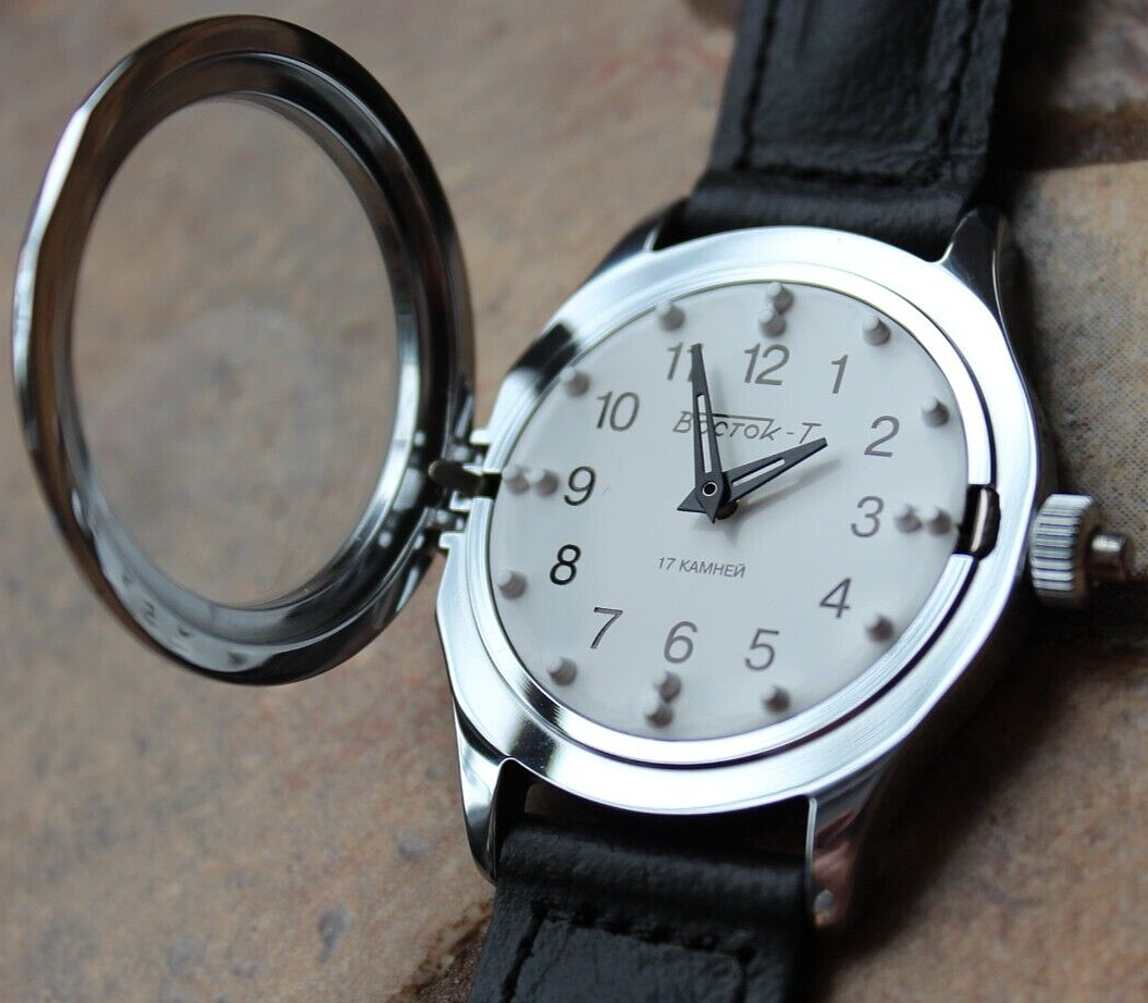 Reloj braille VOSTOK para ciegos redondo 7 Reloj Braille para ciegos VOSTOK redondo baja visión adulto mayor