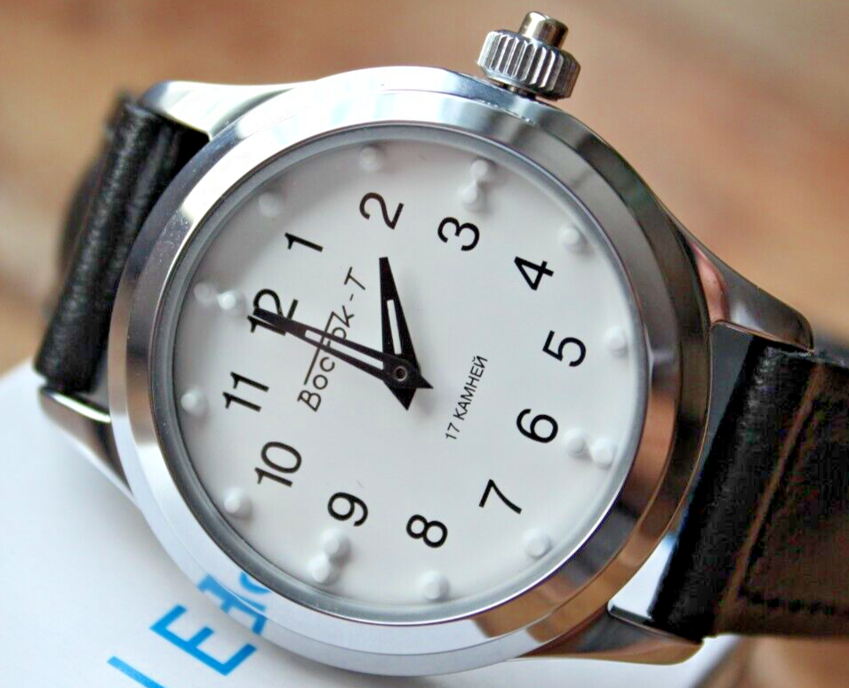 Reloj braille VOSTOK para ciegos redondo Reloj Braille para ciegos VOSTOK redondo baja visión adulto mayor