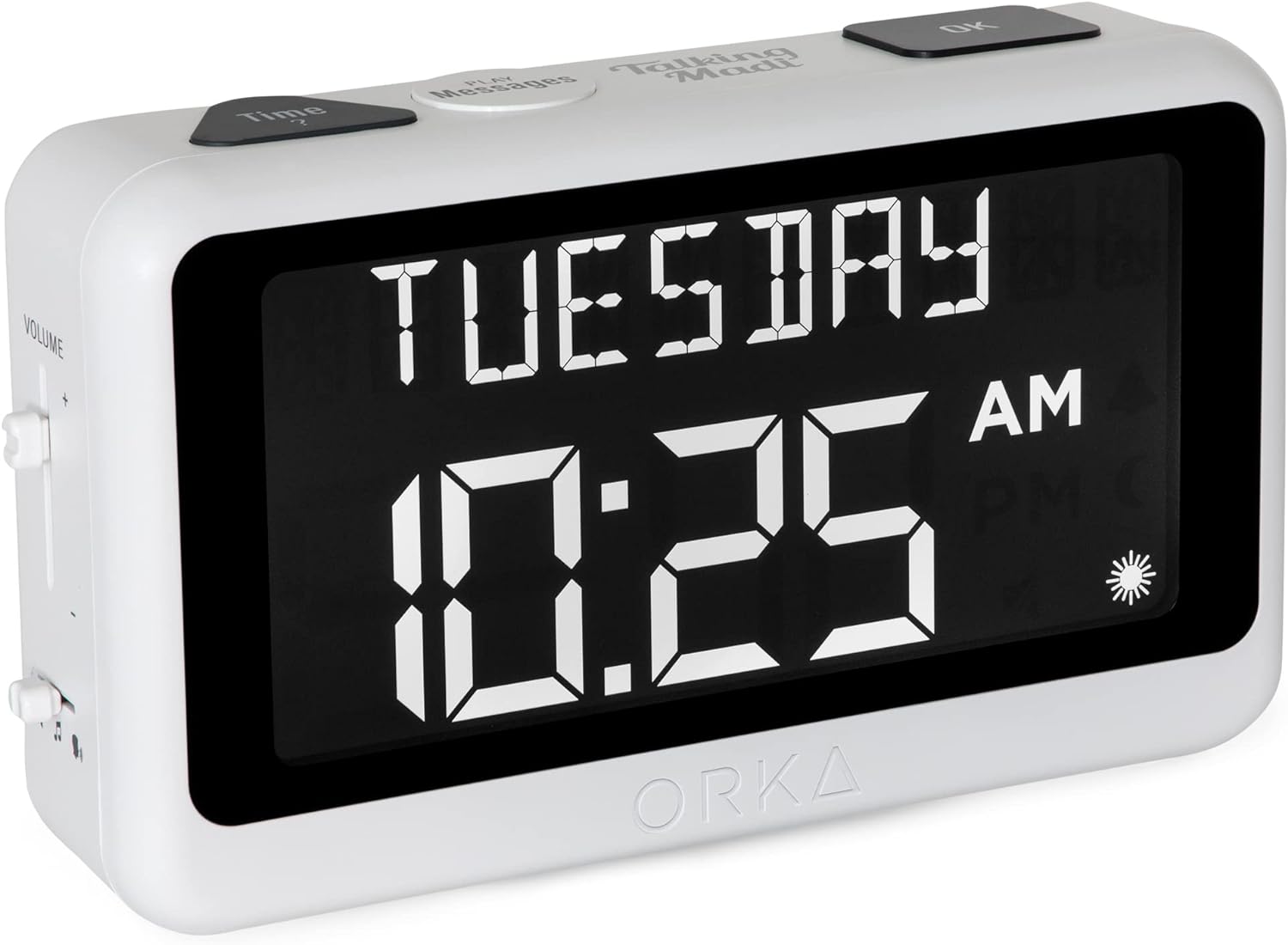 Reloj despertador ORKA parlante Reloj despertador ORKA habla en español para ciegos, graba recordatorios pastillas Alzheimer demencia adulto mayor