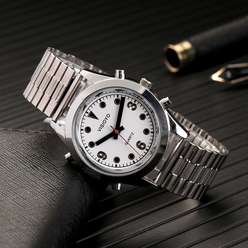 Reloj hombre pulso metlico ciegos parlante 2 Reloj habla en español elegante ciegos adultos mayores pulso metálico