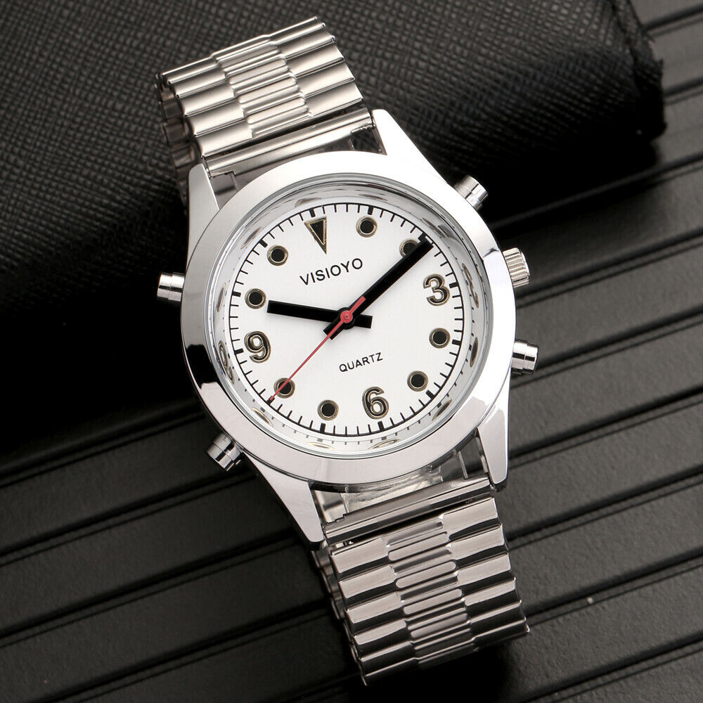Reloj hombre pulso metlico ciegos parlante Reloj habla en español elegante ciegos adultos mayores pulso metálico