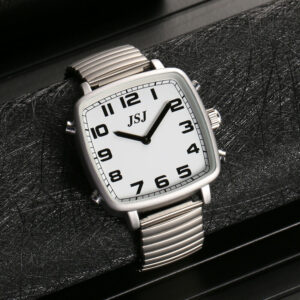 Reloj de pulso habla en español de lujo para ciegos adultos mayores unisex JSJ rectangular