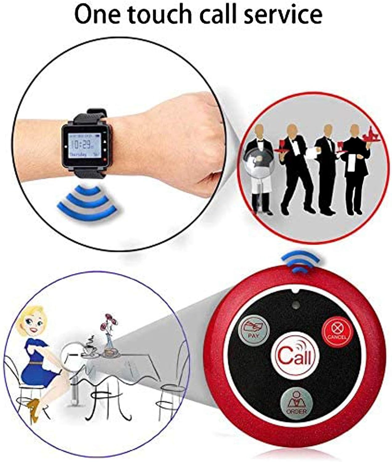 Sistema 10 Timbres de emergencia SOS y reloj receptor para cuidadores discapacidad adulto mayor pacientes Sistema 10 Timbres de emergencia SOS y reloj receptor para cuidadores discapacidad adulto mayor pacientes
