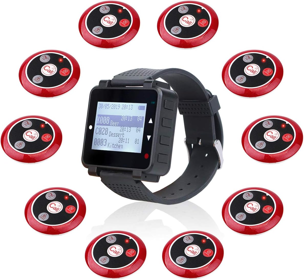 Sistema 10 Timbres de emergencia SOS y reloj receptor para cuidadores discapacidad adulto mayor pacientes Sistema 10 Timbres de emergencia SOS y reloj receptor para cuidadores discapacidad adulto mayor pacientes