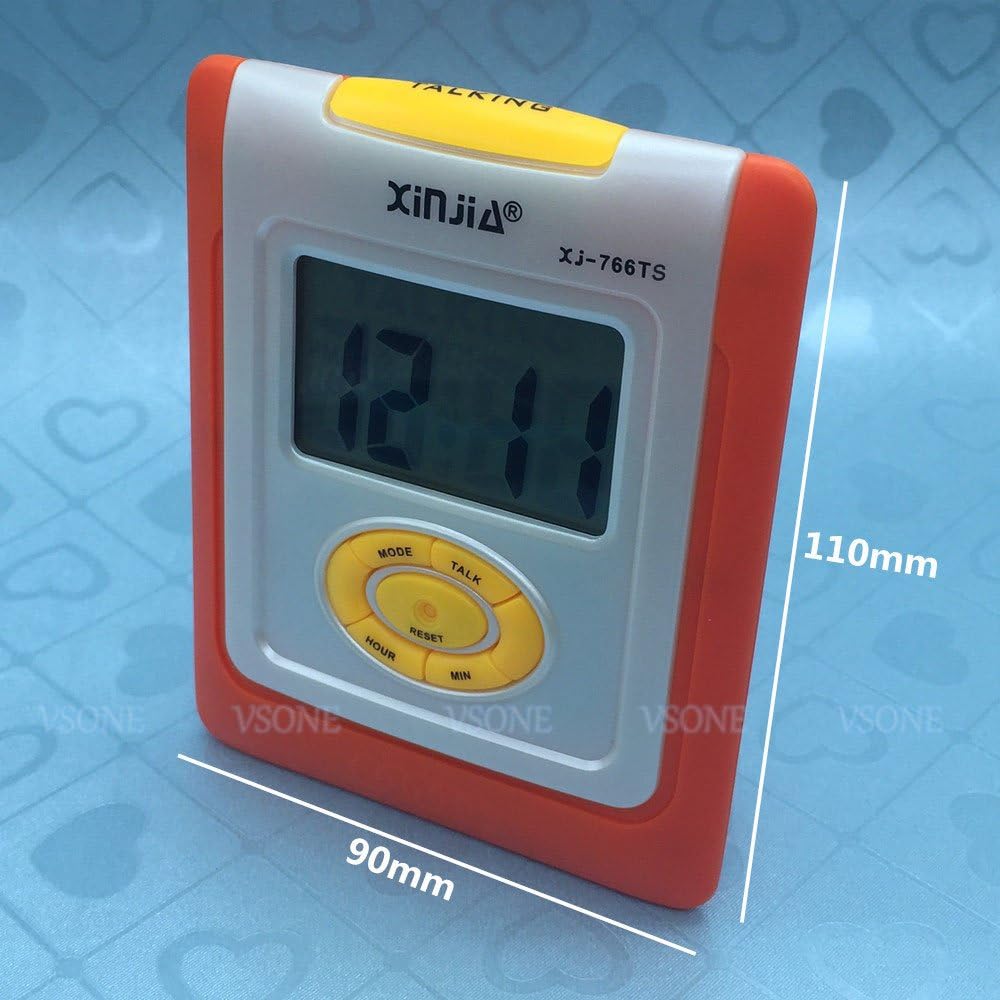VISRELOJ14 Reloj despertador XINJIA parlante 2 Reloj despertador para ciegos dice la hora en español portable marca adultos mayores ciegos baja visión