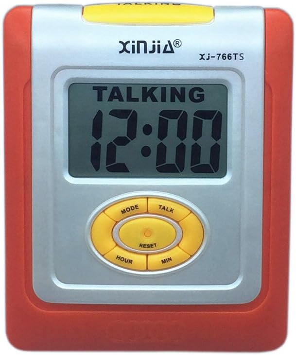 VISRELOJ14 Reloj despertador XINJIA parlante Reloj despertador para ciegos dice la hora en español portable marca adultos mayores ciegos baja visión