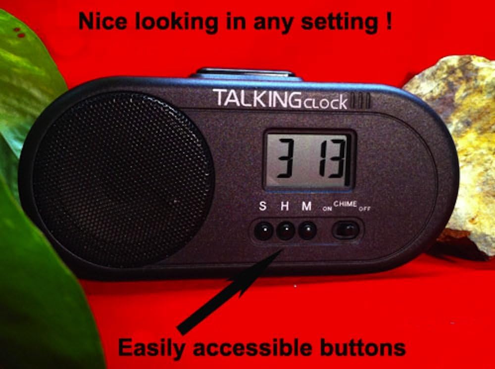 VISRELOJ15 Reloj despertador TALKING parlante 2 Reloj despertador habla en español Talking adultos mayores ciegos baja visión dice la hora en voz alta