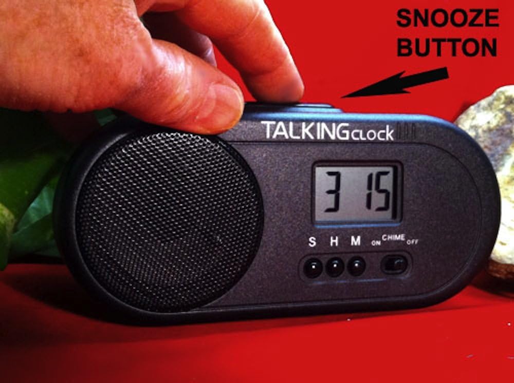VISRELOJ15 Reloj despertador TALKING parlante 4 Reloj despertador habla en español Talking adultos mayores ciegos baja visión dice la hora en voz alta