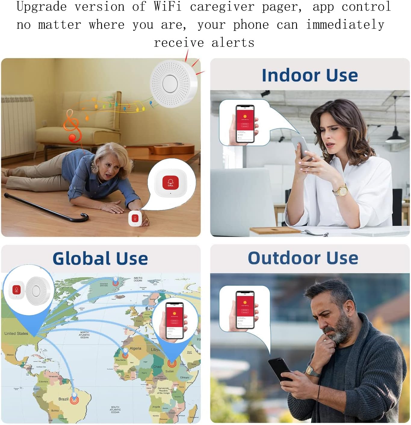 Timbre de emergencia WIFI SOS para cuidadores discapacidad adulto mayor pacientes Timbre de emergencia WIFI SOS para cuidadores discapacidad adulto mayor pacientes