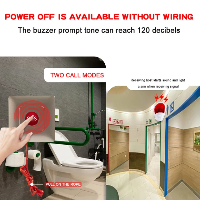 Alarma Inalámbrica baño discapacidad accesible 09 Adultos mayores hospitales emergencias caídas Alarma Inalámbrica baño discapacidad accesible 09 Adultos mayores hospitales emergencias caídas