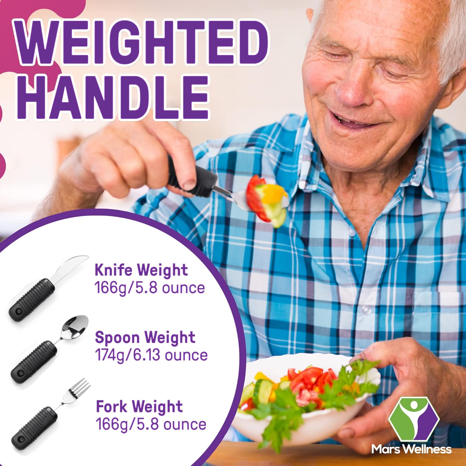 Juego 3 utensilios con peso y buen agarre Discapacidad Adulto Mayor terapia ocupacional,Parkinson,artritis, Ayuda para comer Juego 3 utensilios con peso y buen agarre Discapacidad Adulto Mayor terapia ocupacional,Parkinson,artritis, Ayuda para comer