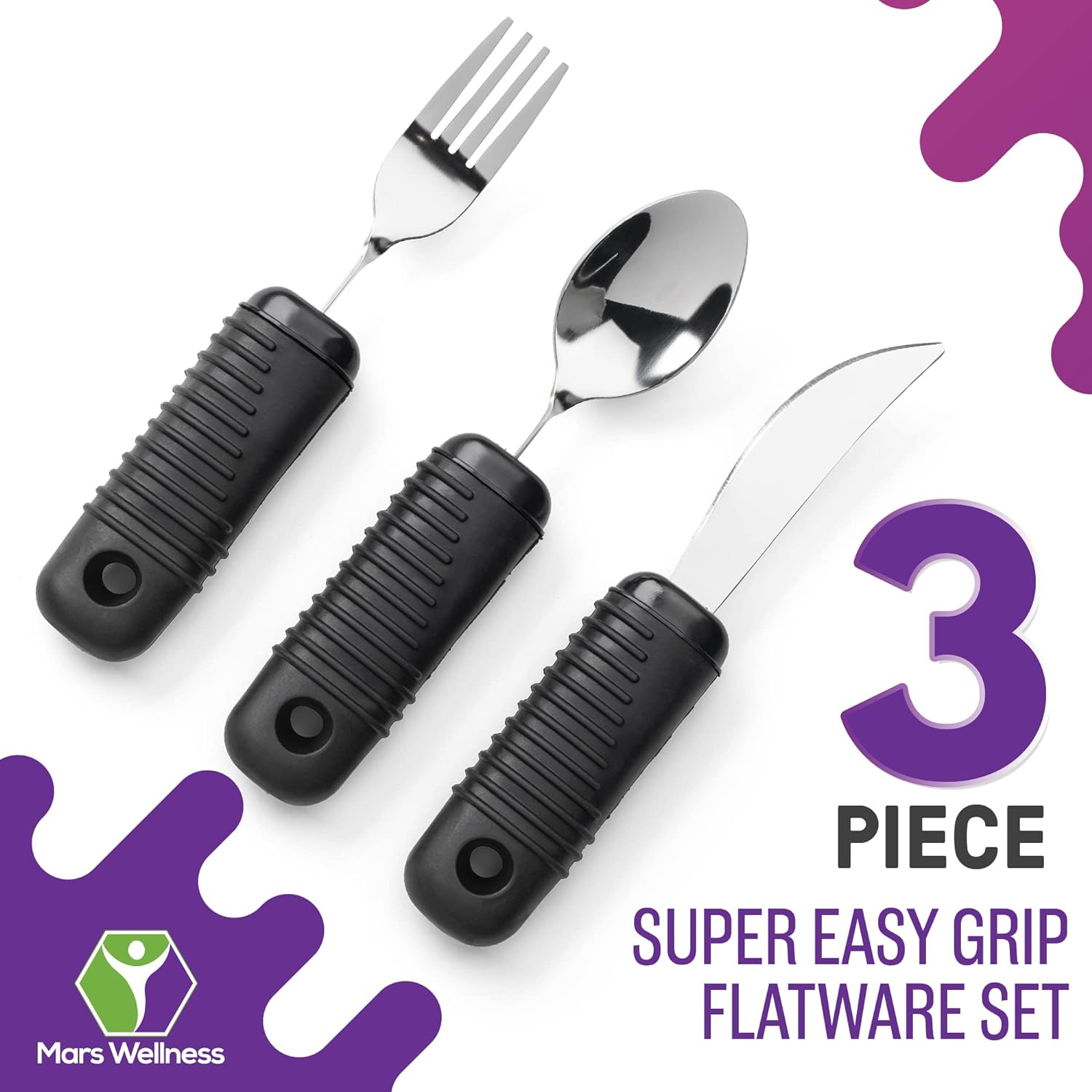 Juego 3 utensilios con peso y buen agarre Discapacidad Adulto Mayor terapia ocupacional,Parkinson,artritis, Ayuda para comer Juego 3 utensilios con peso y buen agarre Discapacidad Adulto Mayor terapia ocupacional,Parkinson,artritis, Ayuda para comer
