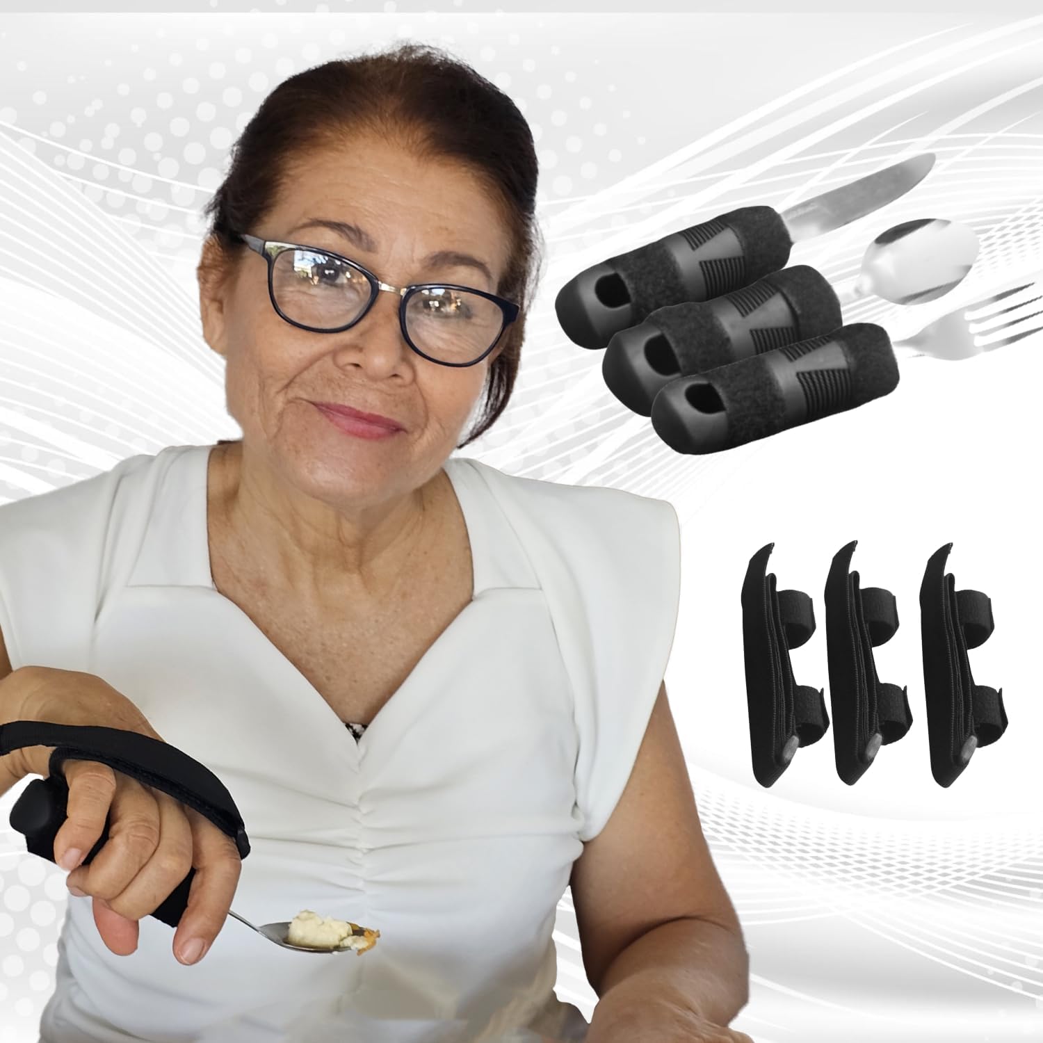 Kit tenedor cuchara y cuchillo con correa Discapacidad Adulto Mayor terapia ocupacional,Parkinson,artritis, Ayuda para comer Kit tenedor cuchara y cuchillo con correa Discapacidad Adulto Mayor terapia ocupacional,Parkinson,artritis, Ayuda para comer