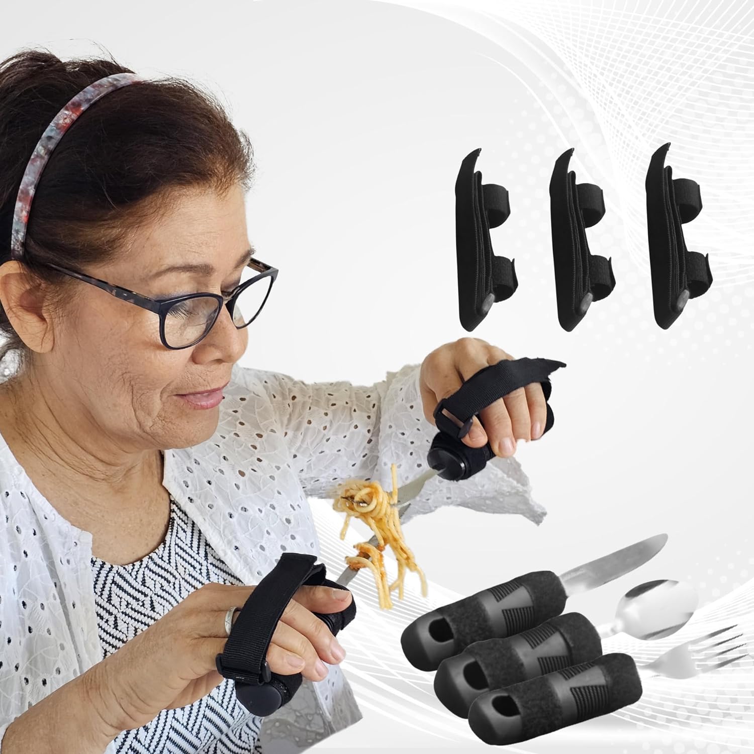 Kit tenedor cuchara y cuchillo con correa Discapacidad Adulto Mayor terapia ocupacional,Parkinson,artritis, Ayuda para comer Kit tenedor cuchara y cuchillo con correa Discapacidad Adulto Mayor terapia ocupacional,Parkinson,artritis, Ayuda para comer