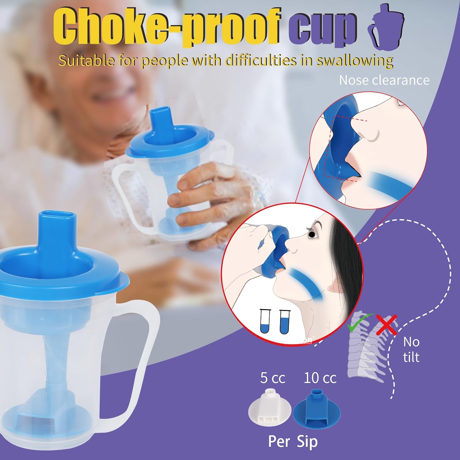 Vaso de alimentación Disfagia discapacidad adulto mayor Parkinson demencia pacientes temblores alimentación comer Vaso de alimentación Disfagia discapacidad adulto mayor Parkinson demencia pacientes temblores alimentación comer