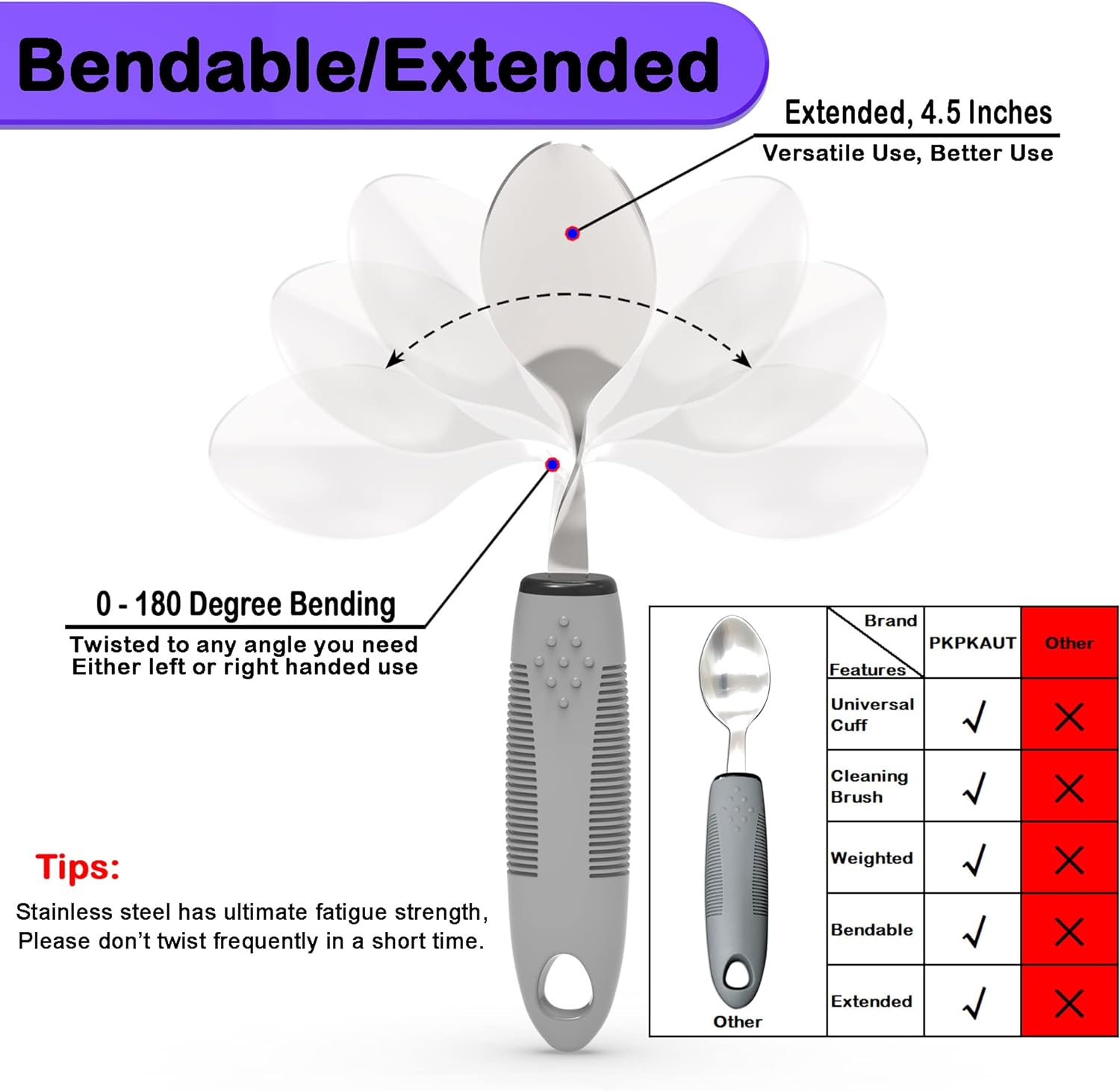 Cuchara adaptada flexible discapacidad, adulto mayor, parkinson, mango grueso, fácil agarre Cuchara adaptada flexible discapacidad, adulto mayor, parkinson, mango grueso, fácil agarre