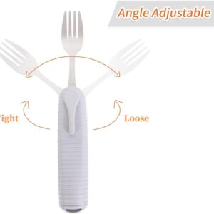 2 Kits cuchara y tenedor adaptados discapacidad, adulto mayor, parkinson, mango grueso, fácil agarre Pekokavo