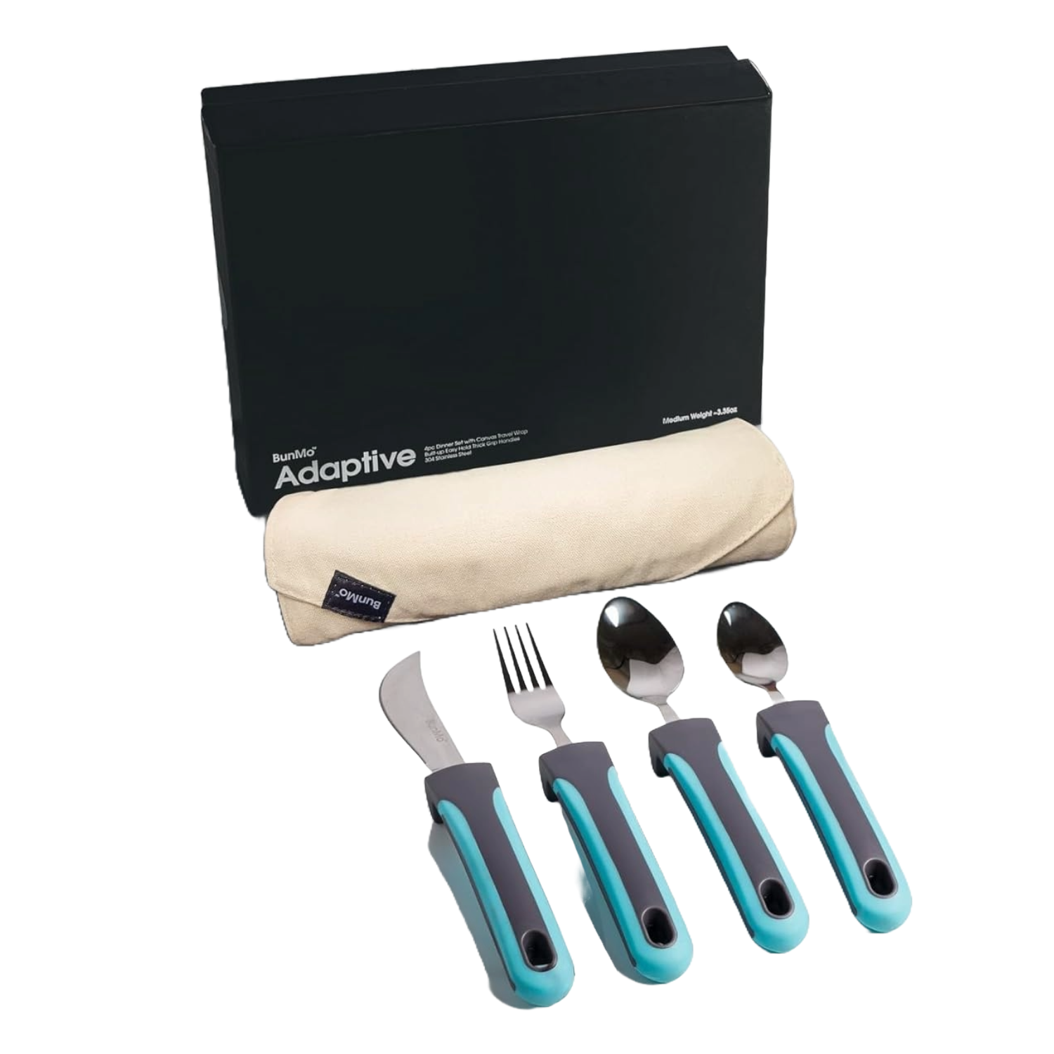 Kit 4 utensilios adaptados discapacidad, adulto mayor, parkinson, mango grueso, fácil agarre BUNMO Kit 4 utensilios adaptados discapacidad, adulto mayor, parkinson, mango grueso, fácil agarre BUNMO
