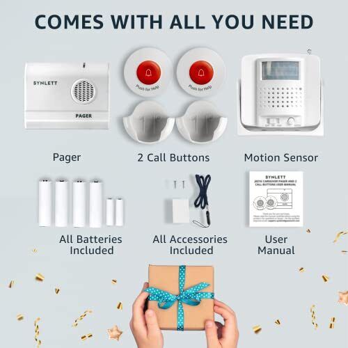 Kit cuidador alarma adulto mayor discapacidad 2 timbres sensor movimiento y receptor emergencia SOS inalámbrico pacientes Kit cuidador alarma adulto mayor discapacidad 2 timbres sensor movimiento y receptor emergencia SOS inalámbrico pacientes