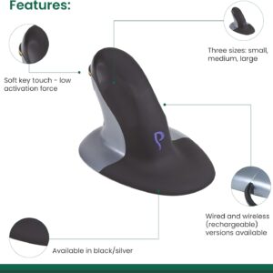 Mouse Posturite Penguin - Mouse ergonómico ambidiestro con cable