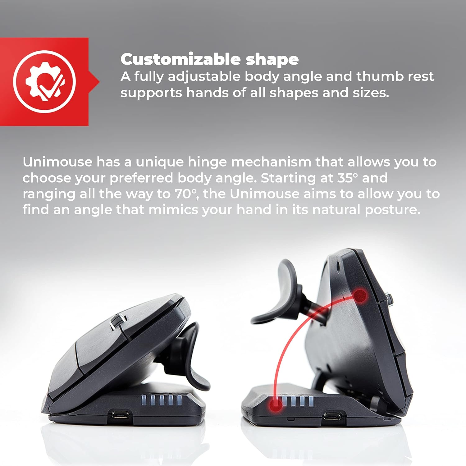 Mouse ergonómico ajustable Contour Design Unimouse Tunel del carpo accesibilidad discapacidad Mouse ergonómico ajustable Contour Design Unimouse Tunel del carpo accesibilidad discapacidad