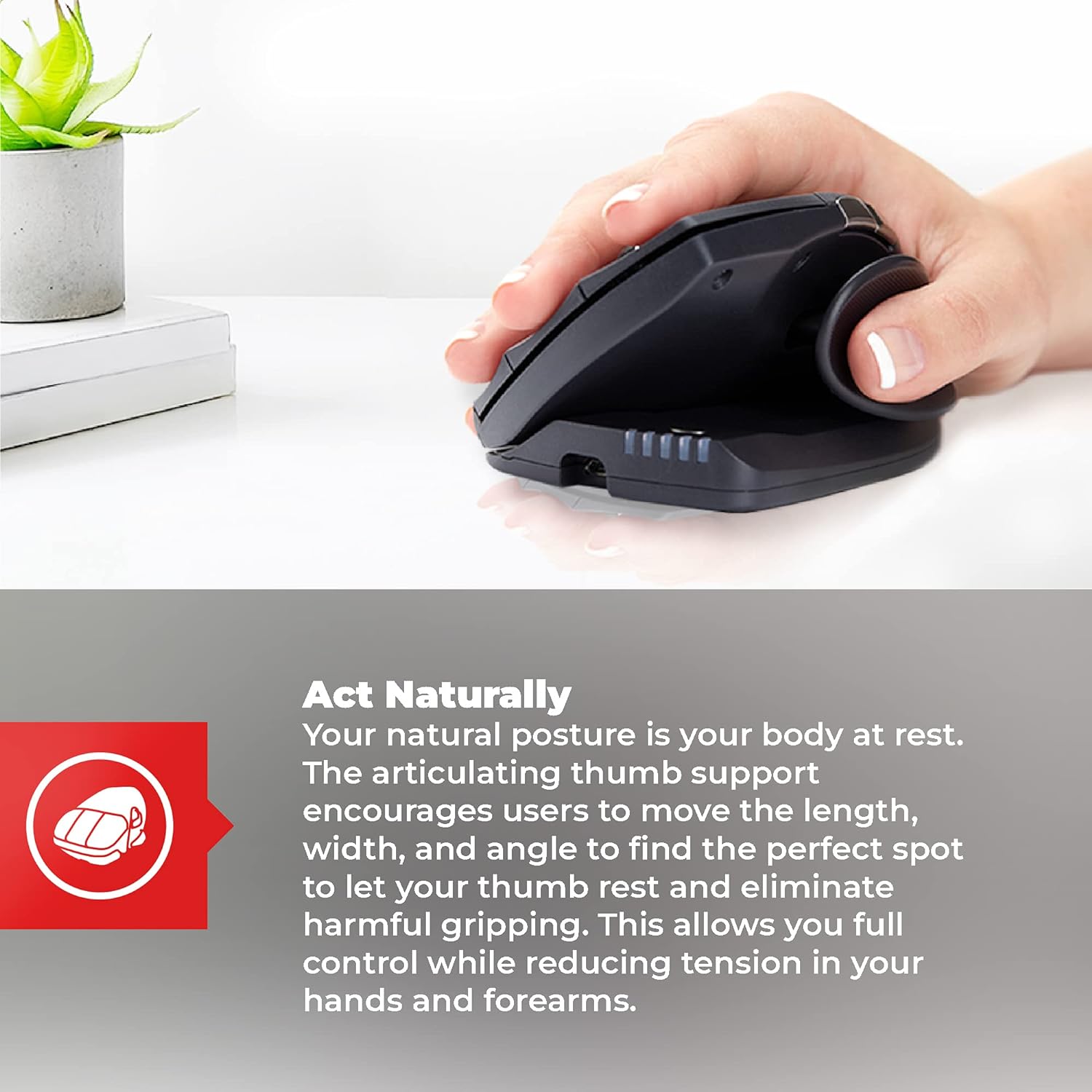 Mouse ergonómico ajustable Contour Design Unimouse Tunel del carpo accesibilidad discapacidad Mouse ergonómico ajustable Contour Design Unimouse Tunel del carpo accesibilidad discapacidad