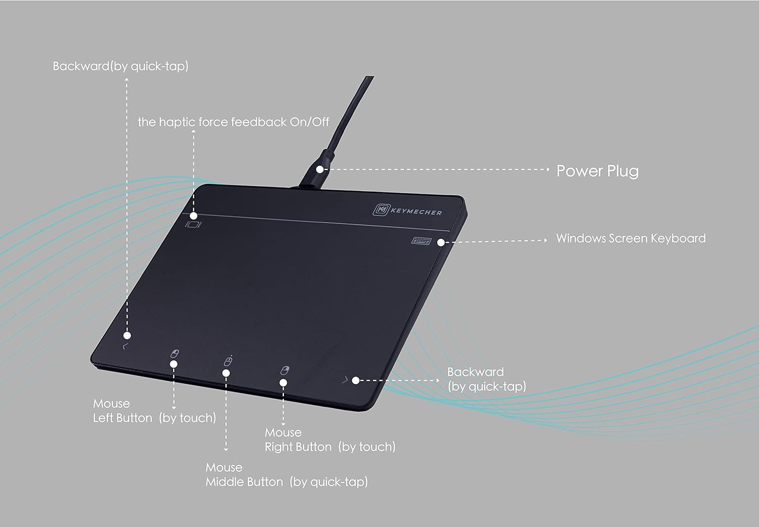 Mouse Keymecher Mano 703 - Touchpad inalámbrico Bluetooth retroalimentación háptica trackpad Discapacidad accesibilidad Mouse Keymecher Mano 703 - Touchpad inalámbrico Bluetooth retroalimentación háptica trackpad Discapacidad accesibilidad