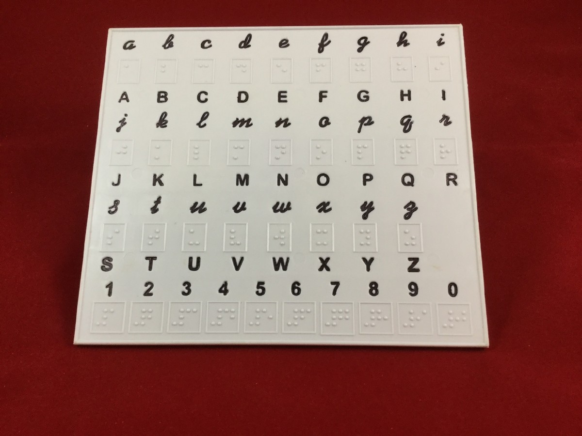 Tabla plástica con el Abecedario y los números en Braille Tabla plástica con el Abecedario y los números en Braille