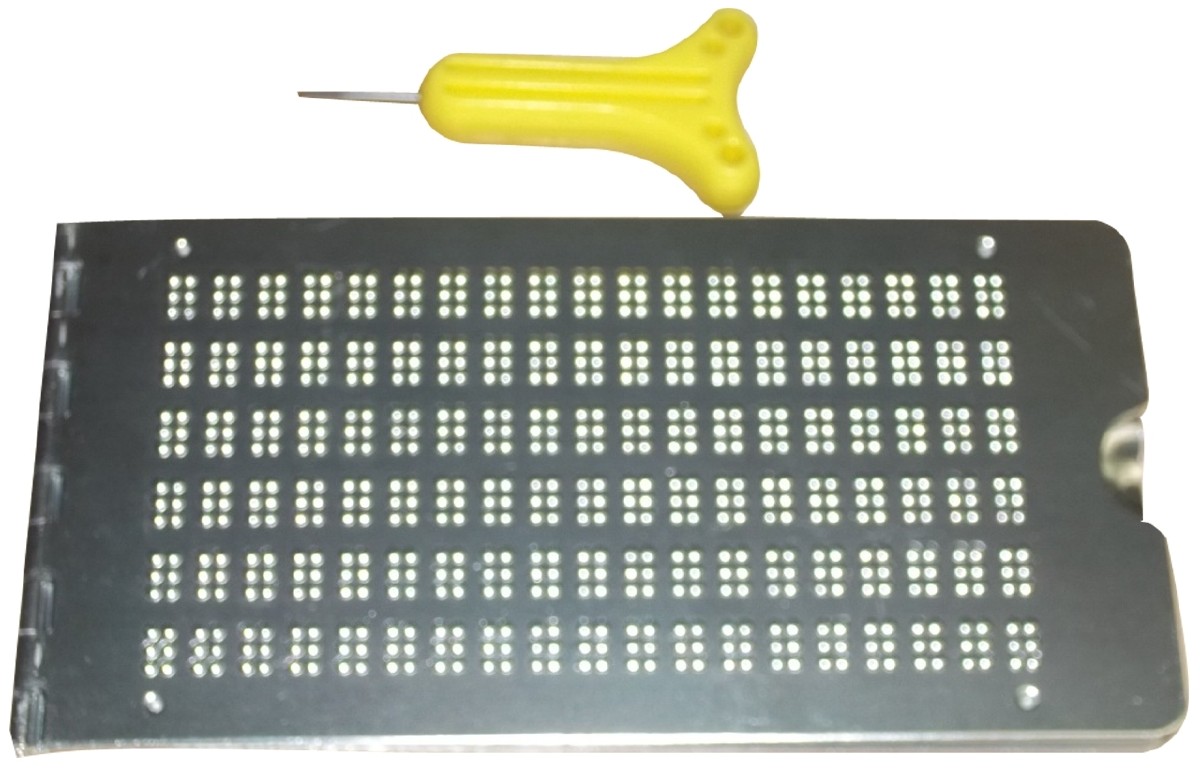Pizarra Braille 6x19 para notas rápidas en aluminio discapacidad visual Ciegos Pizarra Braille 6x19 para notas rápidas en aluminio discapacidad visual Ciegos