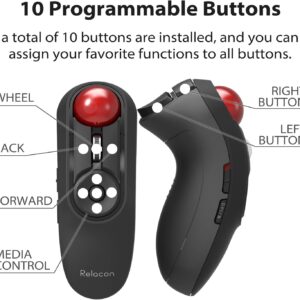 Mouse de mano ELECOM Relacon Trackball, mouse ergonómico Bluetooth, 10 botones Discapacidad accesibilidad