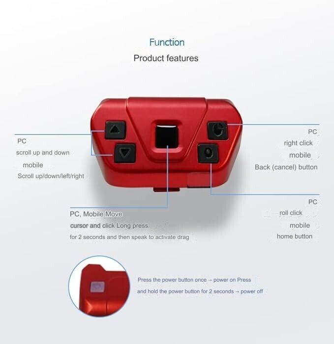 Mouse Ratón anillo GOALMU recargable inalámbrico Discapacidad accesibilidad Mouse Ratón anillo GOALMU recargable inalámbrico Discapacidad accesibilidad